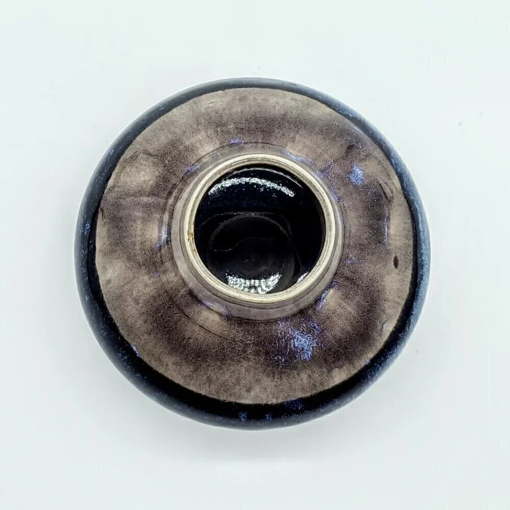 Handmade Blue Grey Drip Glaze Studio Pottery Vase